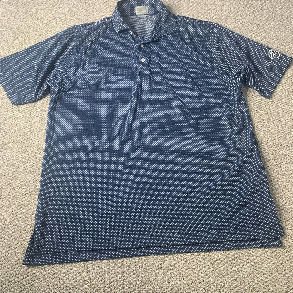 Fennec Mens Polo Shirt Size‎ Large Blue Embroidered Short Sleeves Golf Pullover